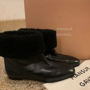 NEW Mansur Gavriel Genuine Shearling Cuff Bootie